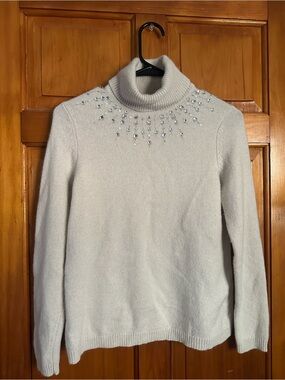 The Loft Embellished Cream Turtleneck Sweater